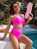 Women's Cut-Out Slimming Sports Bikini Set - Solid Color Swimsuit