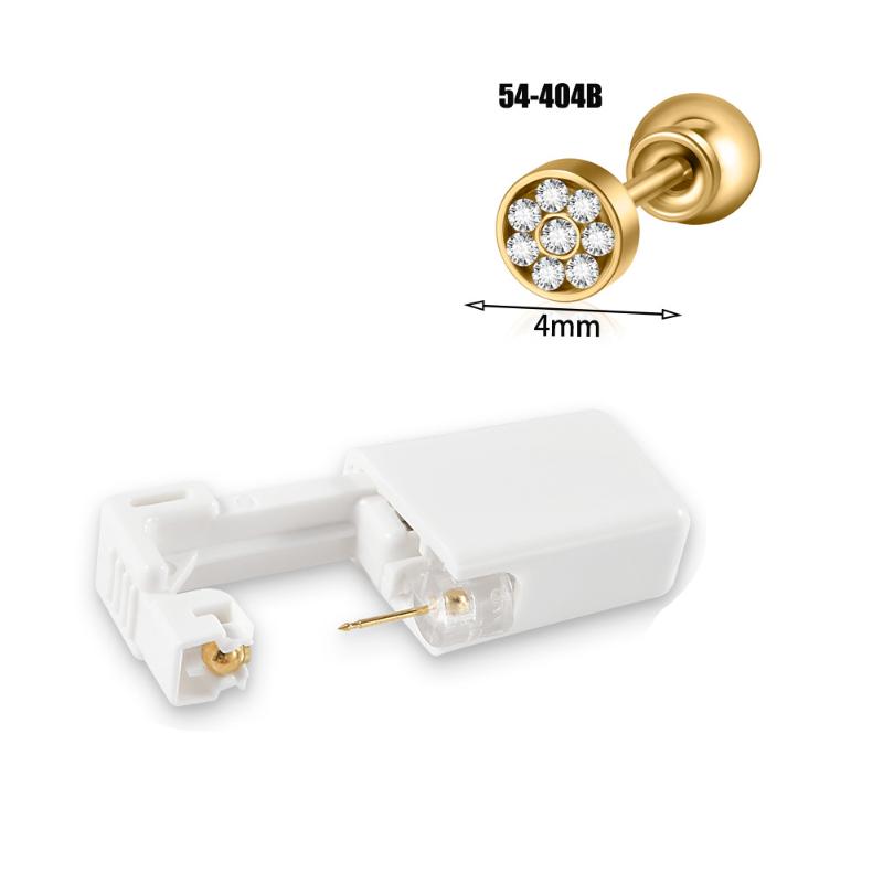 Strumento monouso per piercing all'orecchio in acciaio inossidabile Orecchini Fiore Farfalla Base Sfera con Pietra di Zircone Pistola per Orecchie monouso