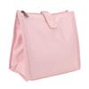 Insulated Lunch Handbag with Mesh Pockets Reusable Water Oil Resistant PU Lunch Box for Beverages Fruits Hot Meals Pink