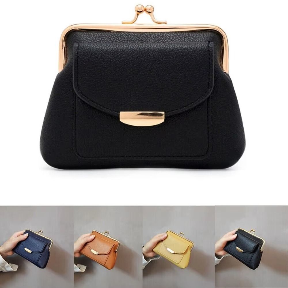 PU Leder Mini Schloss Clip Münzbörse Litschi Muster Kleine Artikeltasche Kussverschluss Leder Geldbörse Geschenk