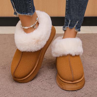 Fashion Womens Warm Plush Lined Platform Snow Boots Thick Sole Non Slip Cotton Shoes Woman Winter Fluffy Faux Fur Ankle Botas Mujer 2024