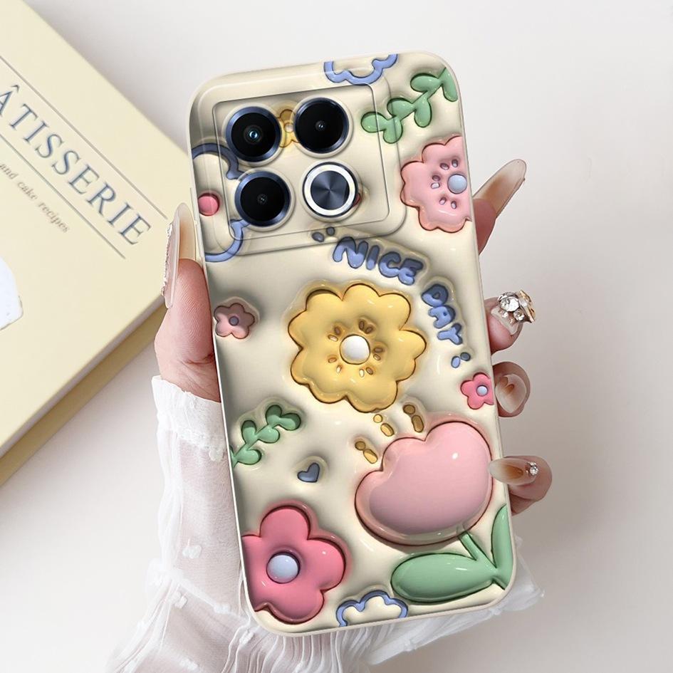 For Infinix Note 40 5G Case Cartoon Rabbit Flower Anti Slip Bumper Soft Silicone Cover For Infinix Note40 X6852 X6851 Phone Case