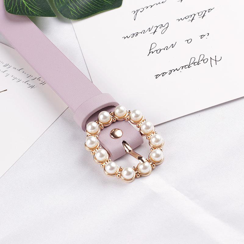 New Fashionable Minimalist Elegant Leather Pearl Belt Versatile Belt - Fashionable High-End Casual Buckle Belts for Women