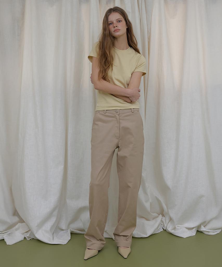 Lonkeu Color Cotton Wide Pants (Beige)