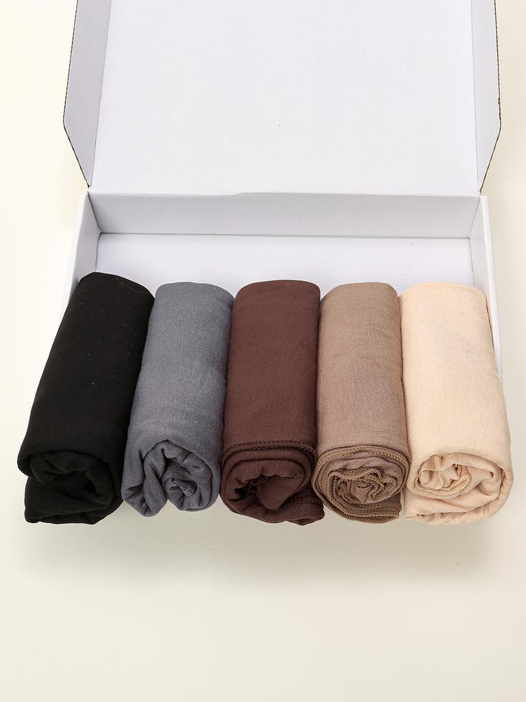 5pcs one set Hijab With Pins Muslim Jersey Hijab Scarf Long Shawls Plain Soft Turban Islamic Headscarf Wraps Islam Headband Gift