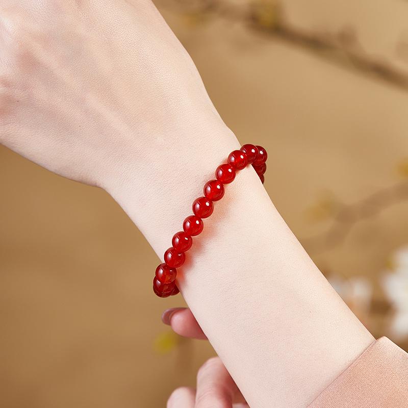 Exquisite Natural Red & Green Agate Bracelet for Women - Versatile and High-End Design