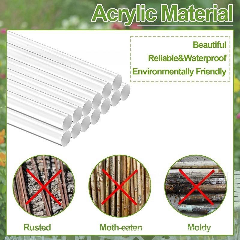 Piquets de Support pour Plantes en Acrylique Transparent de 40 cm avec Pinces Tiges de Support pour Fleurs Réutilisables Piquets de Fixation pour Tige Unique d'Orchidée ou Tige de Tomate