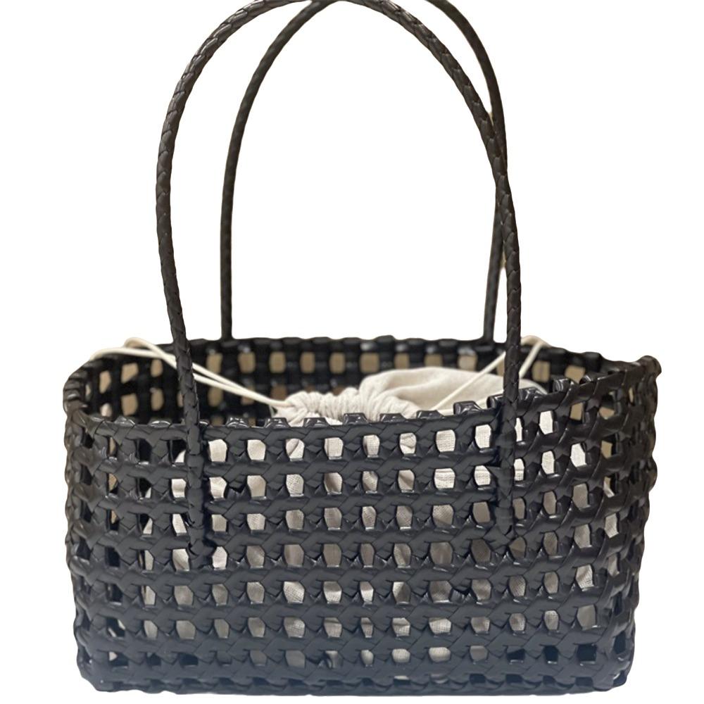 Plastic Hollow Weave Bag Countryside Style Bohemian Style Vegetable Basket Bag Vacation Style Large Capacity Beach Tote Bag