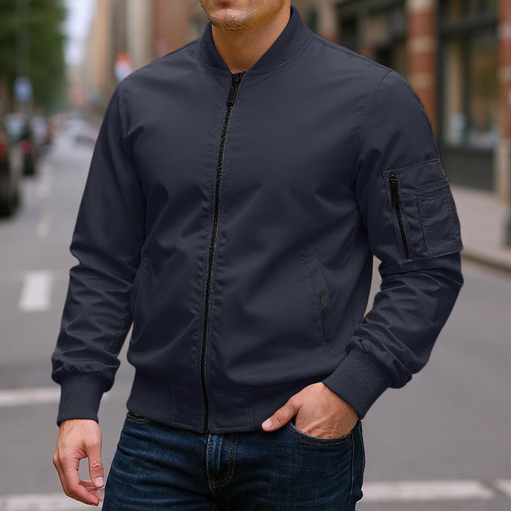 Men's Relaxed-Fit Casual Workwear Baseball Jacket Long-Sleeve Outerwear