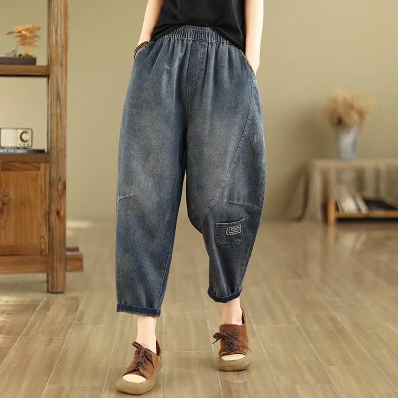 Baumwollhosen Sommer Damen Übergröße Locker Pyjamahose Vielseitig Lässig Hochtailliert Weitbein Leinenhosen