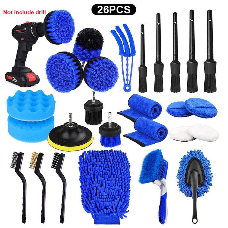 Car Detailig Brushes Set Drill Brush Attachment Set Heavy Duty Power Scrubber Brushes for Bathroom Kitchen Auto Cleaing Supplies