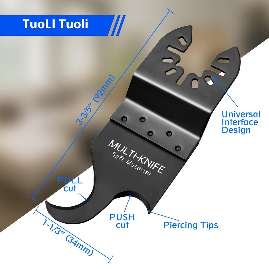 1/3PCS Oscillating Multi tool Hook Knife Blade,  Multitool Saw Blades for Cutting Soft Materials Roofing Shingles, PVC Carpet