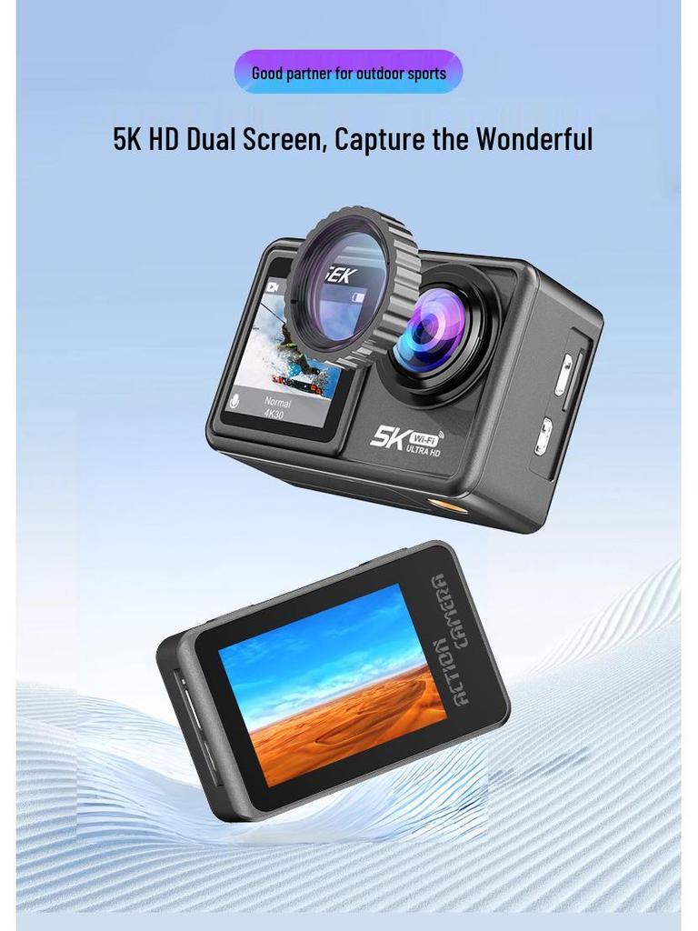 4K Sports Action Camera with Anti-Shake, Touchscreen, Wireless Connectivity, for Cycling & Fishing