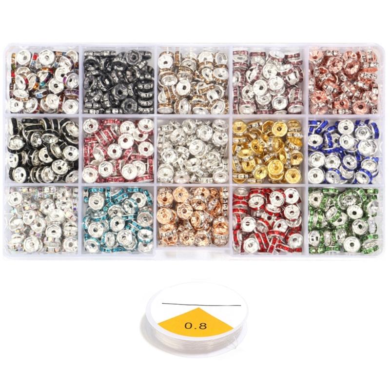 Rhinestones Rondelle Spacer Beads Delicate Rondelle Beads with Sparkling Crystals for Elegant Jewelry Creations