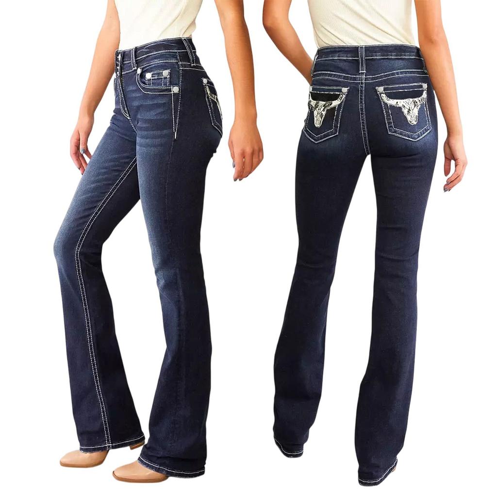 Women's Denim Classic Versatile High Waist Fashionable Trousers