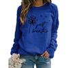 Women's loose and comfortable dandelion print long sleeved round neck