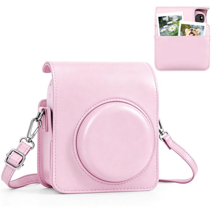[Kinokoo] Instax Mini 13/12 Case, Detachable Top Cover & Photo Pocket on Back (Candy Pink)