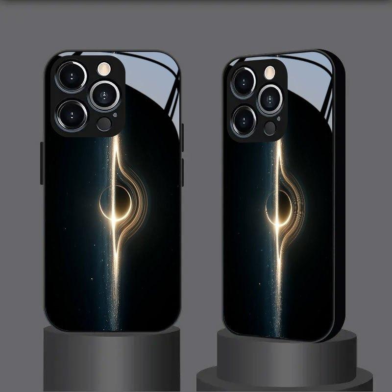 Black Hole Light Effect Pattern Tempered Glass Phone Case For iPhone 11 12 13 14 15 16 17 Pro Max 17 Air 7 Plus XS X XR Cover
