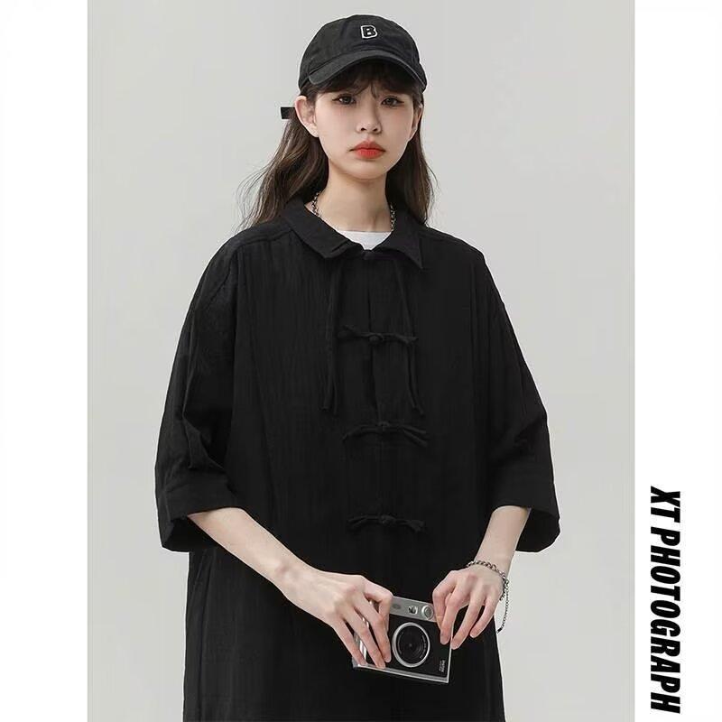 New Chinese Style Long Sleeved Shirt With Button Closure For Men'S Spring And Autumn Designs, Oversized Tang Style Shirt, High-End Hanfu Taoist Robe