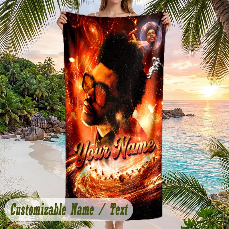 The Weeknd Beach Towel, Personalized Custom Name Text, Quick Dry Large Absorbent Towel For Beach Pool