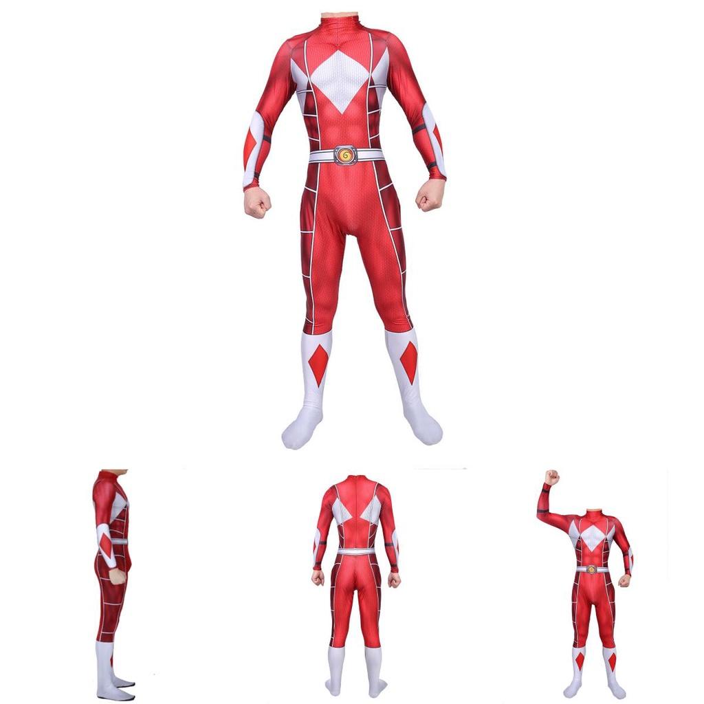 Vibrant Power Rangers Bodysuit Spandex Cosplay Costume For Unisex Kids And Adults