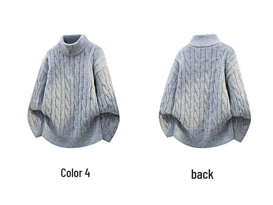 Men's American Retro Cable Knit Half-Zip Sweater - Winter Trendy Casual POLO, Lazy Style for Couples.