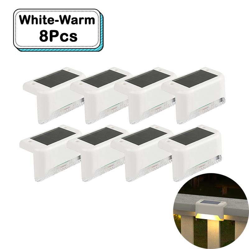 Lumières d'escalier solaires d'extérieur LED blanc chaud étanches éclairage de chemin d'escalier pour jardin patio clôture balcon décoration énergie solaire