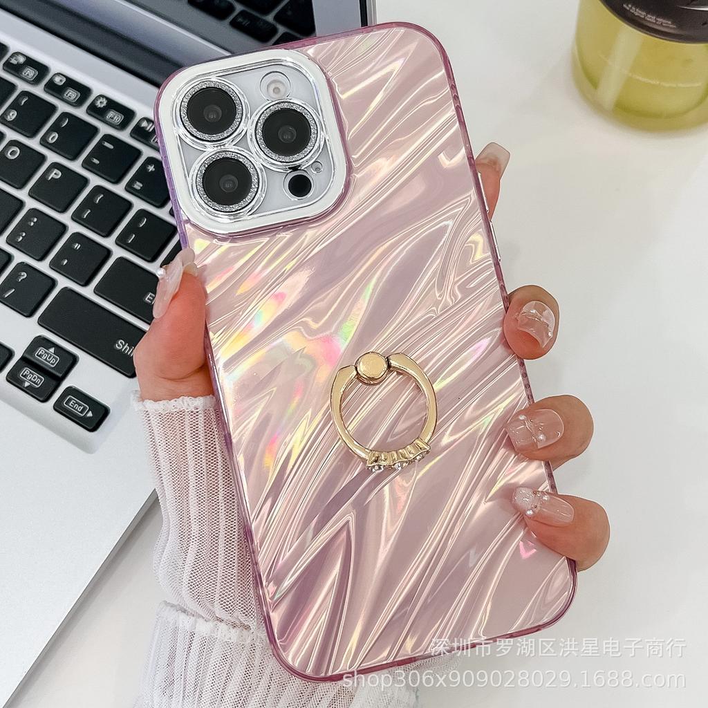 Electroplating fine hole IMD ring buckle mobile phone case for Apple 16PROMAX lens film 15 feathers 14 folds 13