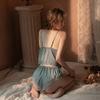 Original Sexy Deep V Satin Lace Hot Suspender Shorts Home Suit