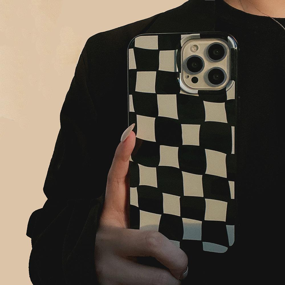 Plaid IPhone 16 Apple Phone Case 13 Protective Case 12pro Silicone X  Suitable for 15 Thickened 11