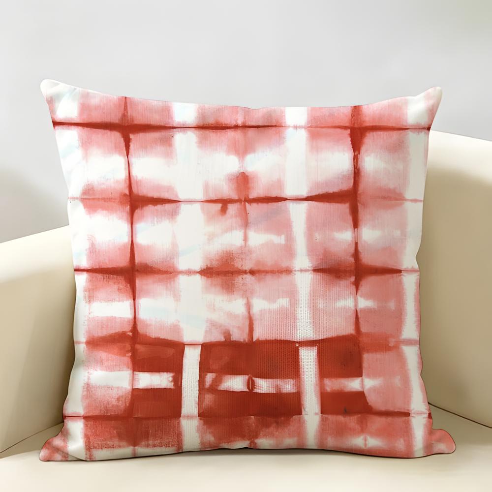 Red Abstract Art Pattern Cushion Cover Natural Linen Organic Fabric Double-Sided Printing Breathable Perfect For Home Decor
