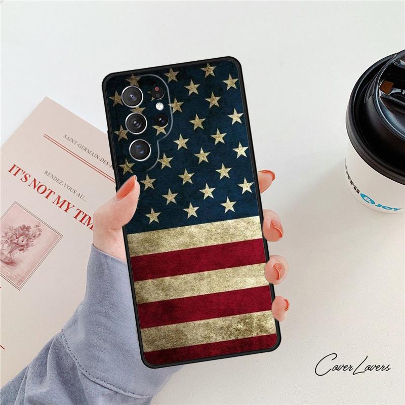 USA American Flag Phone Case For Samsung Galaxy S24 S25 S23 S22 Ultra Note 10 20 Plus S20 S21 FE Cover