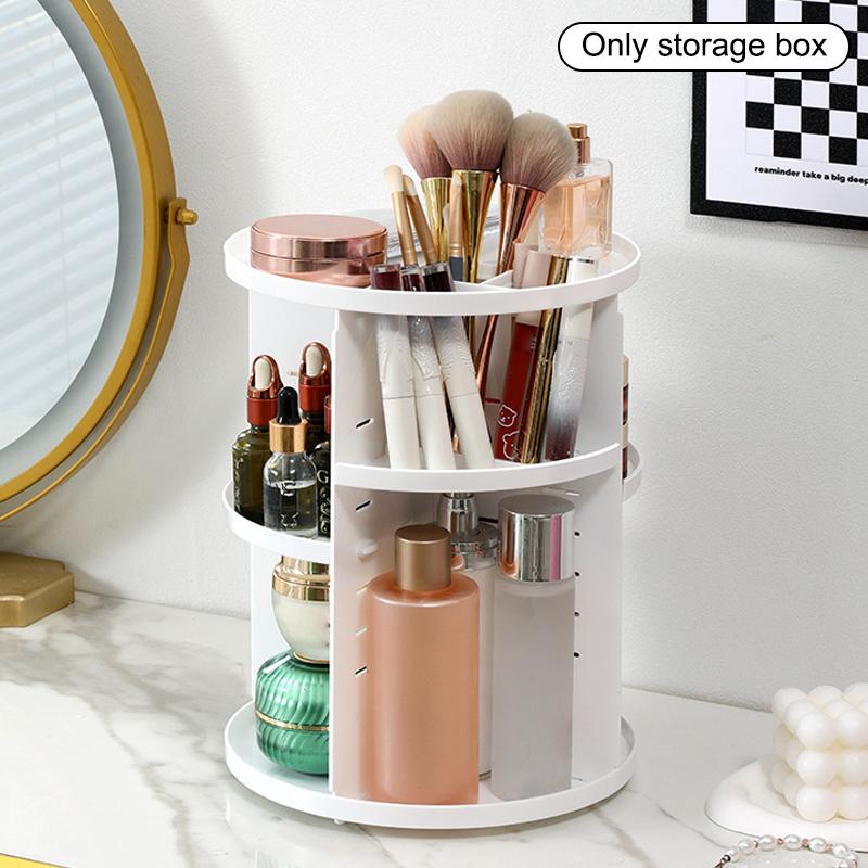 360stupňová otočná úložná krabice na make-up s velkou kapacitou, průhledný stolní organizér, domácí toaletní stolek, parfém, péče o pleť, police