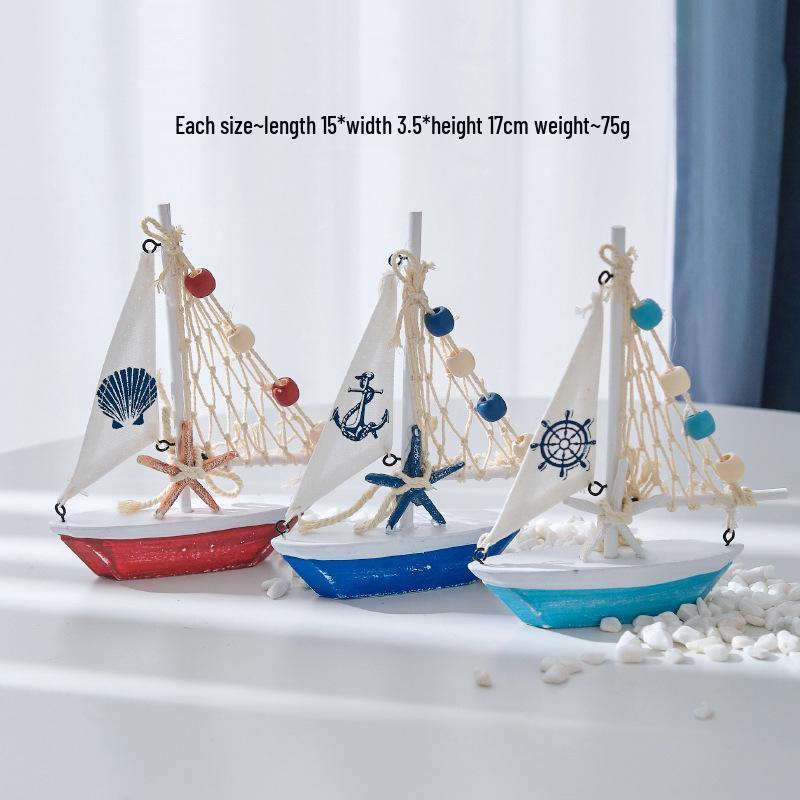 Porzellan Segelschiff Modell im mediterranen Stil - Kreative Holz Heimdeko Ornamente