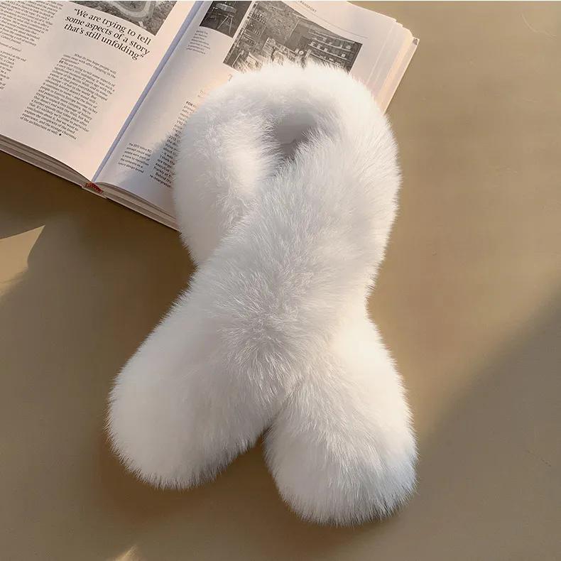 WTEMPO Jednobarevný kožešinový límec bryndák dámský nový klip teplý chránič krku šátek zesílený zimní plyšový šátek z umělé kožešiny