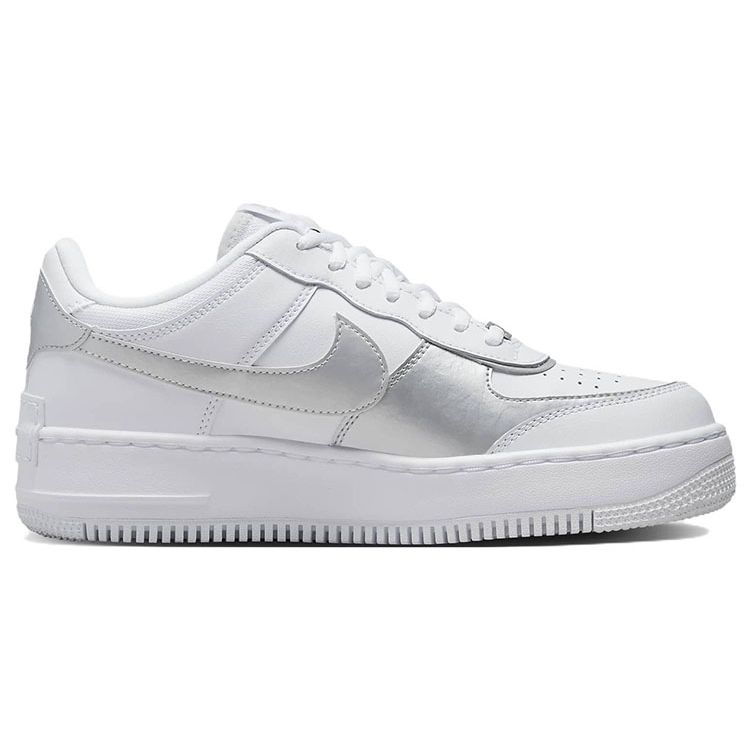 Nike Air Force 1 Shadow White Metallic Silver Women Sneakers Pure-Platinum Blackened-Blue CI0919-119
