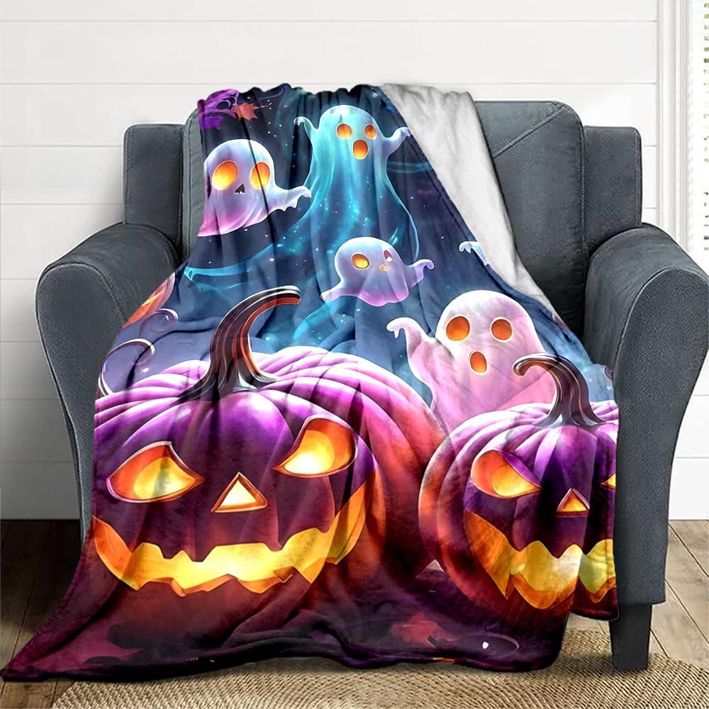 1pc Halloween Ghosts Blanket Lightweight Flannel Blanket Throw Blanket For Sofa, Bed, Travel, Camping, Livingroom, Couch, Chair, And Bed yy2509026224