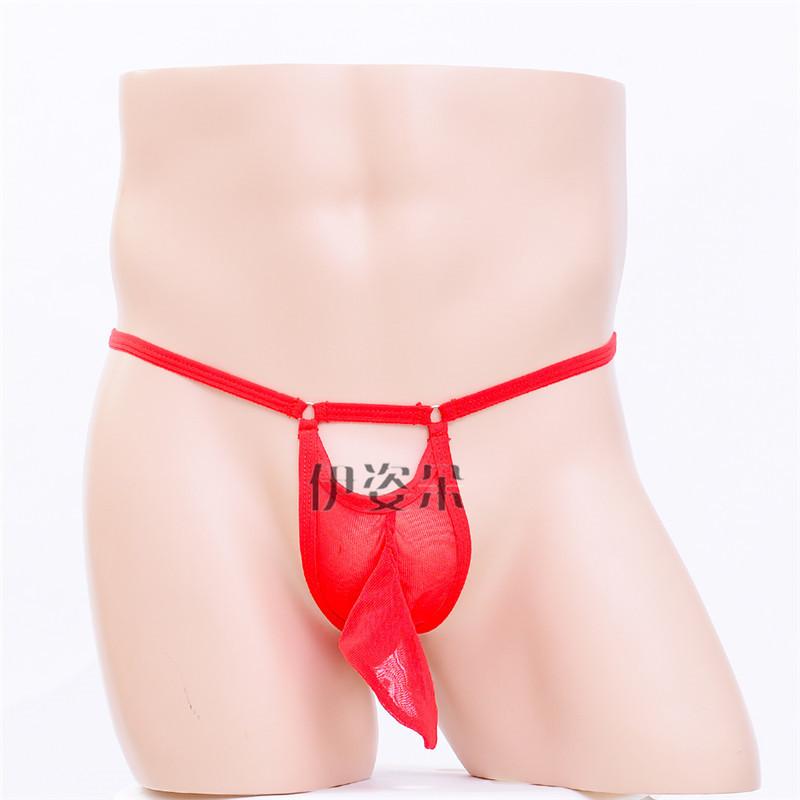 Sissy Lingerie Men Long Penis Sheath Underwear Mesh Transparent Elephant Nose Panties Sexy Hollow Male G-String T-Back Thongs