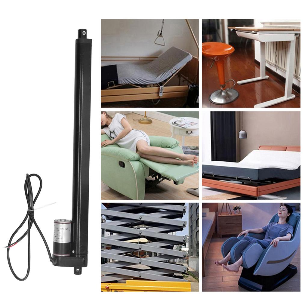 Electric Actuator 400mm Stroke 1000N IP65 Waterproof Low Noise Aluminum Alloy Black Linear Actuator for Bed Sofa 24V