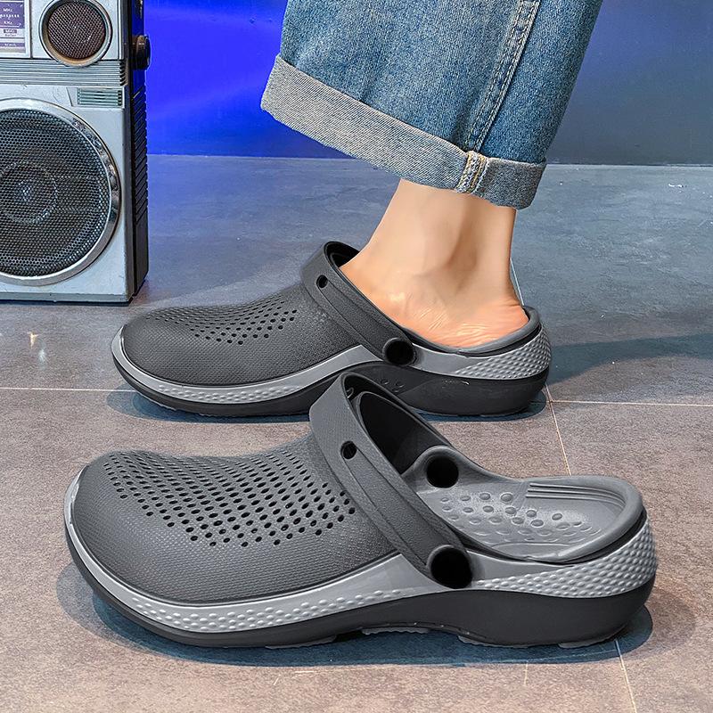 Hole shoes men s summer outdoor wear driving dual-purpose bag head slippers sports sandals 40 серый