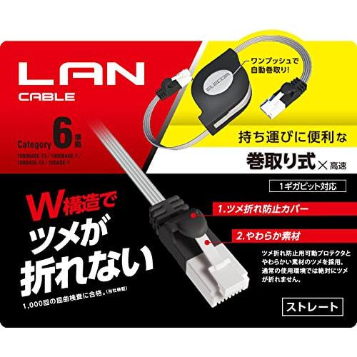 ELECOM LAN Cable 2.5m Unbreakable Winder CAT6 Black LD-MCTGT/BK2