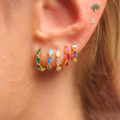 Módní vícebarevné malé kruhové náušnice se zirkony CZ pro ženy Měděné geometrické kruhové náušnice Piercing šperky Hot