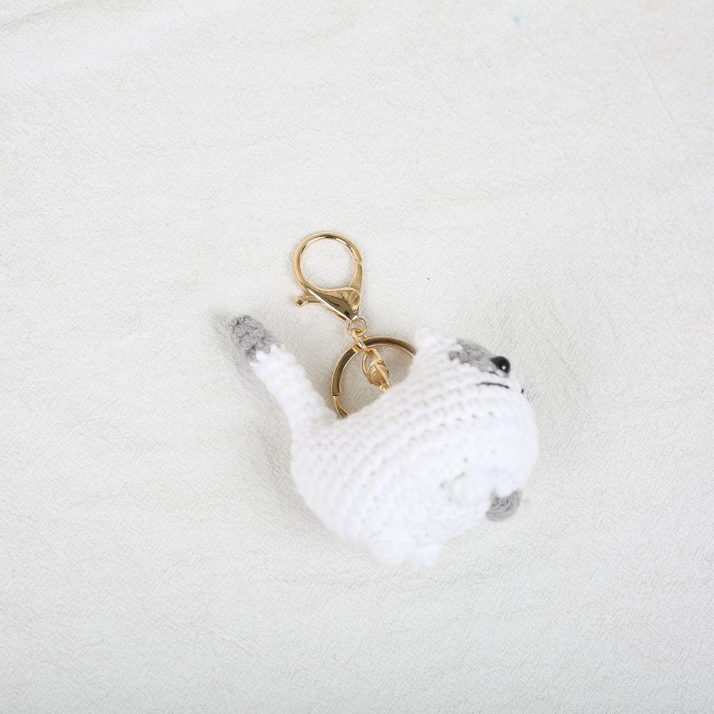 Multi-color Crochet Kitten Keyrings Cartoon Knitted Cat Keychain Cat Crochet Keychain Gift