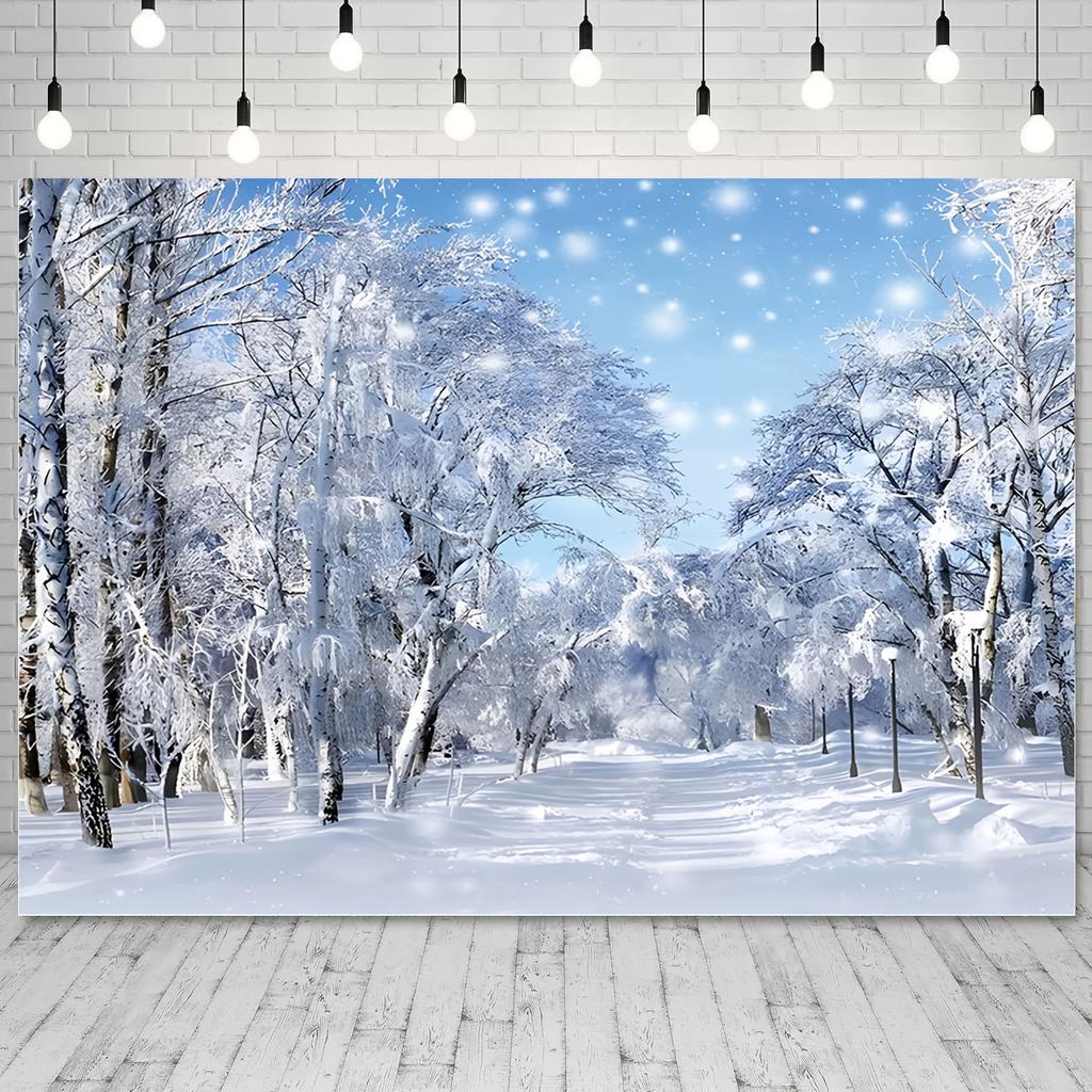 Christmas Enchanting Winter Forest Scene Decoration Background Winter Photography Backdrop Decorations For Photo Studio Photo Booth Christams Party