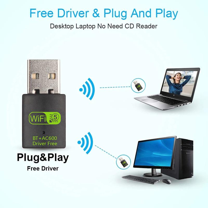 1Pcs Usb Wifi Bt Receiver 2.4G/5G Usb Wifi Dongle For Desktop 900Mbps Bluetooth Wireless Wifi Adapter