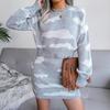 Women Autumn Winter Two Piece Suit Printed Knit Sweater Skirt Cover Sizes S to L Hip