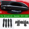 Black Carbon Fiber Pattern Car Side Door Handle Bowl Cover Trim For Mitsubishi Xpander 2017 2018