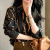 Retro Drehen Unten Kragen Gestreiften Tops Elegante Pendeln Seide Satin Hemd Mode Büro Dame Langarm Bluse Frauen Kleidung 29186