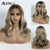 Noble Synthetic Lace Front Wig Body Wave Wig 14 Inch Middle Part Lace Wigs For Women Lace Front Wig Ombre Blonde Golden Wig