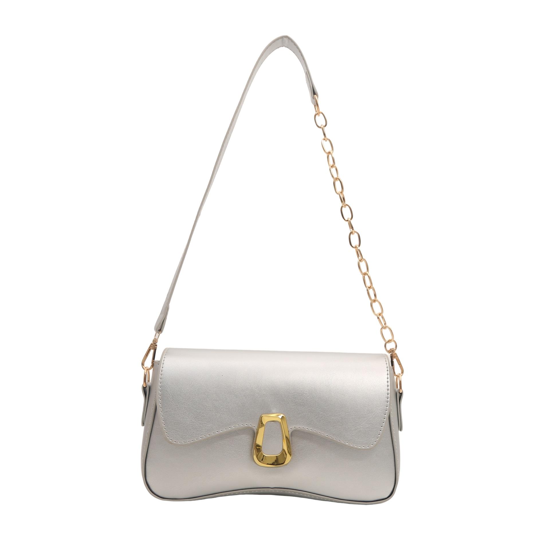 

Французька трендова повсякденна сумка жіноча 2024 весна та літо нова проста сумка під пахви модна повсякденна сумка-месенджер на плече срібний